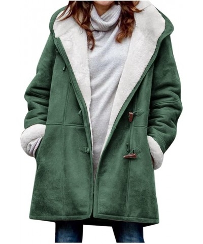 Womens 2024 Winter Fashion Plus Size Sharpa Jacket Fleece Warm Hoodie Outwear Plush Sweatshirt Thick Fuzzy Tops J Green $15.6...