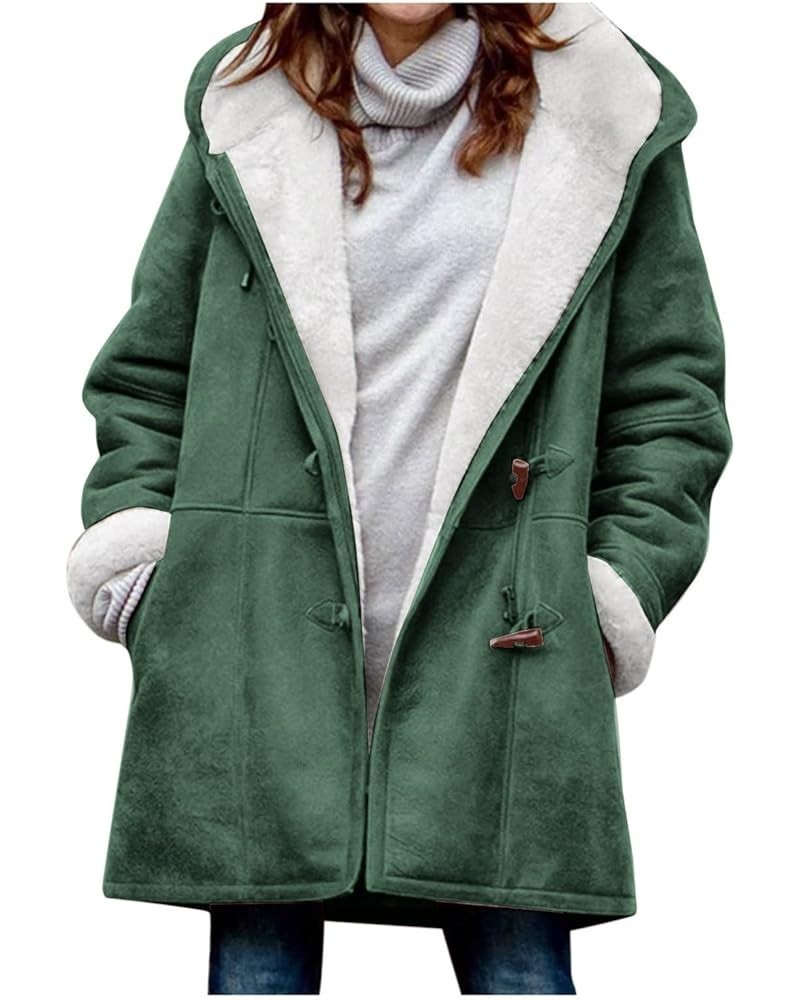 Womens 2024 Winter Fashion Plus Size Sharpa Jacket Fleece Warm Hoodie Outwear Plush Sweatshirt Thick Fuzzy Tops J Green $15.6...