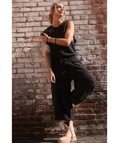 Women Casual Jumpsuits One Piece Outfits Sleeveless Loose Long Pants Romper Black $19.78 Jumpsuits