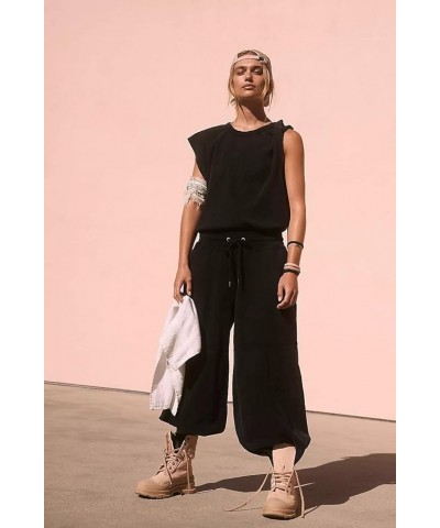 Women Casual Jumpsuits One Piece Outfits Sleeveless Loose Long Pants Romper Black $19.78 Jumpsuits