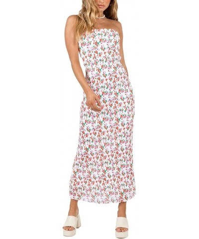 Sexy Tube Top Dress for Women Summer Strapless Floral Print Bodycon Maxi Dress Party Club Cocktail Dresses Red Green Flower $...