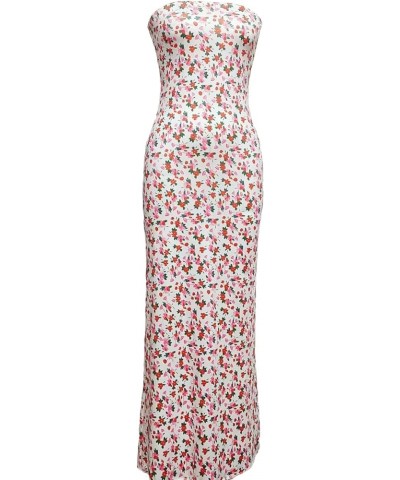 Sexy Tube Top Dress for Women Summer Strapless Floral Print Bodycon Maxi Dress Party Club Cocktail Dresses Red Green Flower $...