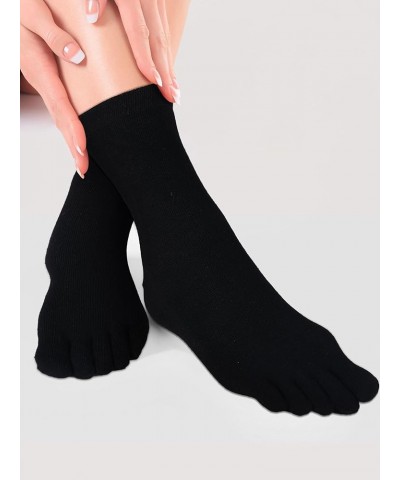 4 Pair Women Five Toe Socks Cotton Toe Socks Athletic Running Long Split Toe Women's Cotton Crew Ankle Socks Dark Colors $8.6...