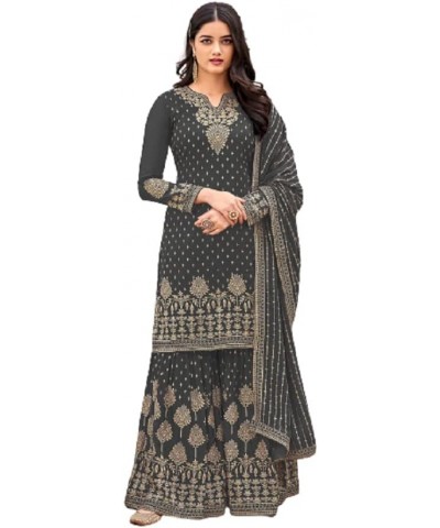 Ready to Wear Indian/Pakistani Style Ethnic Wear Party Wear Plazzo Salwar Suit for Women's Grey $41.50 Suits