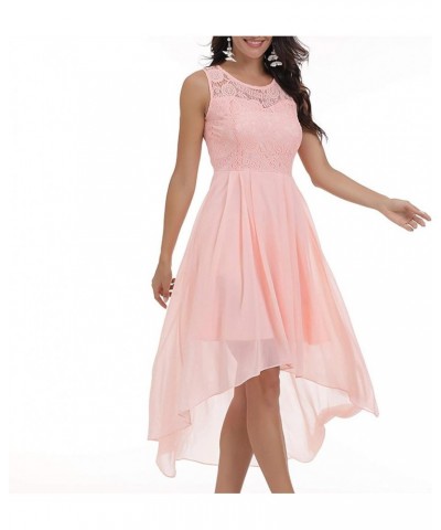 Women's Summer Dresses Floral Lace Hi-Lo Bridesmaid Dress Sleeveless Formal Wedding Maxi Dress Dresses Pink $12.40 Others