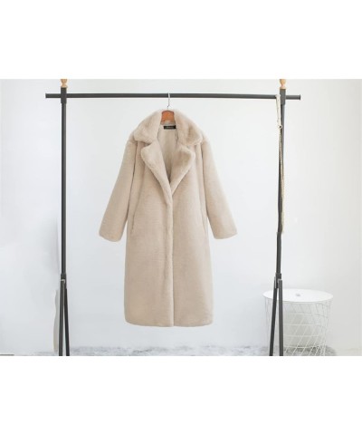 Long Fur Coat Women Open Front Loose Faux Fur Jackets Lapel Thick Warm Female Plush Coats with Pockets Gray $42.87 Coats