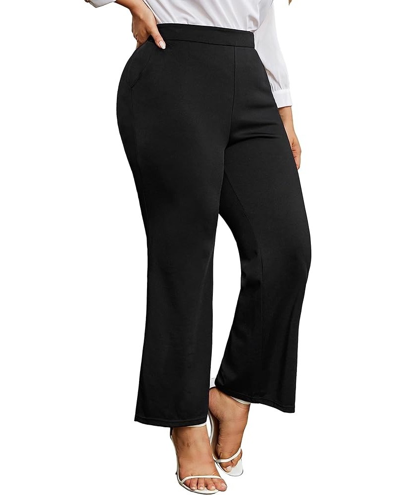 Kim Curvy Plus Size Flare Dress Pants Pants for Women High Waist Pants Bell Bottom with Pockets for Work and Casual Black $18...