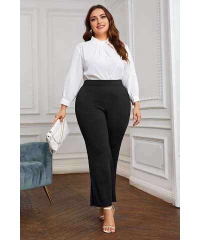 Kim Curvy Plus Size Flare Dress Pants Pants for Women High Waist Pants Bell Bottom with Pockets for Work and Casual Black $18...