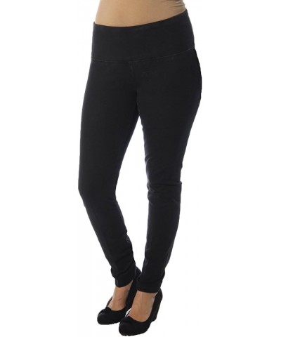 Slim Women's Wide Pull on French Terry Legging Black Denim $10.58 Leggings