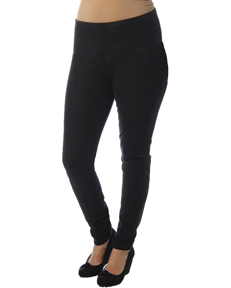 Slim Women's Wide Pull on French Terry Legging Black Denim $10.58 Leggings