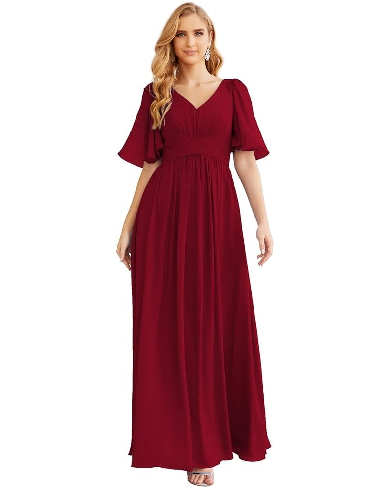 Chiffon Bridesmaid Dresses for Women Wedding Long Party Prom Dress Crimson $58.76 Dresses