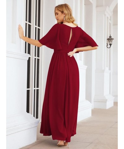 Chiffon Bridesmaid Dresses for Women Wedding Long Party Prom Dress Crimson $58.76 Dresses