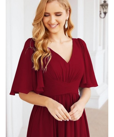 Chiffon Bridesmaid Dresses for Women Wedding Long Party Prom Dress Crimson $58.76 Dresses