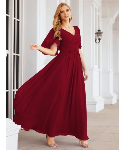 Chiffon Bridesmaid Dresses for Women Wedding Long Party Prom Dress Crimson $58.76 Dresses