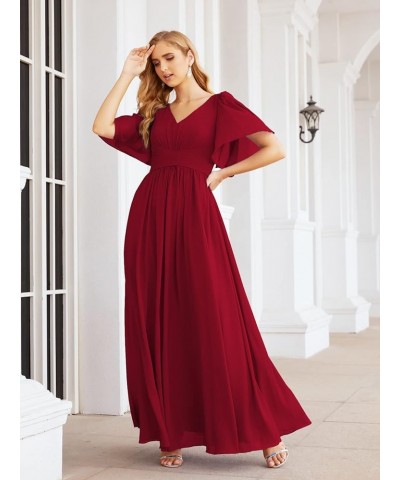 Chiffon Bridesmaid Dresses for Women Wedding Long Party Prom Dress Crimson $58.76 Dresses