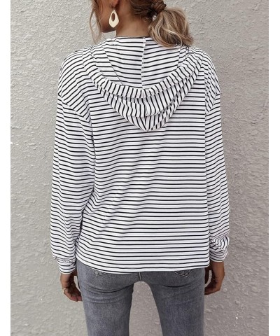 Women's Long Sleeve V Neck Hoodies Oversized Striped Pullover Sweatshirt Black $17.39 Hoodies & Sweatshirts