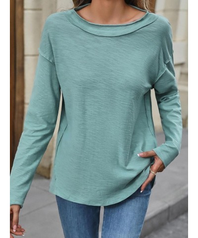 Fall Shirts for Women 2023 Long Sleeve Shirts Womens Shirts Casual Shirts for Women Trendy Peacock Blue $10.08 Tops