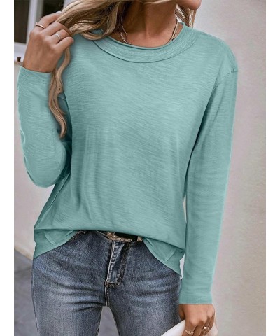 Fall Shirts for Women 2023 Long Sleeve Shirts Womens Shirts Casual Shirts for Women Trendy Peacock Blue $10.08 Tops