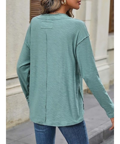 Fall Shirts for Women 2023 Long Sleeve Shirts Womens Shirts Casual Shirts for Women Trendy Peacock Blue $10.08 Tops