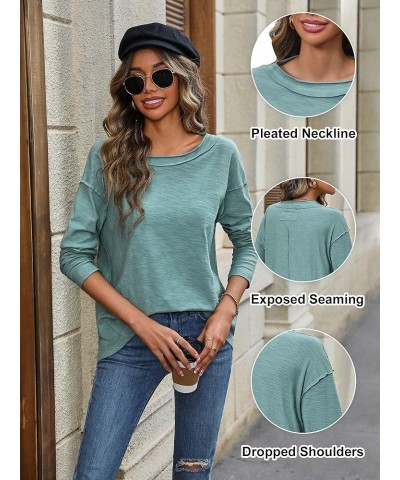 Fall Shirts for Women 2023 Long Sleeve Shirts Womens Shirts Casual Shirts for Women Trendy Peacock Blue $10.08 Tops