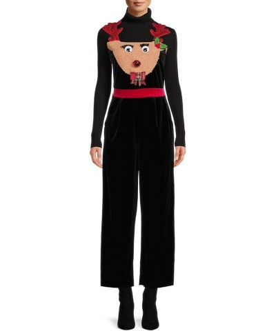 Women Christmas Fluffy Overalls Sleeveless Straight Wide Leg Pant Jumpsuit Xmas Velvet One Piece Holiday Romper Black $16.62 ...