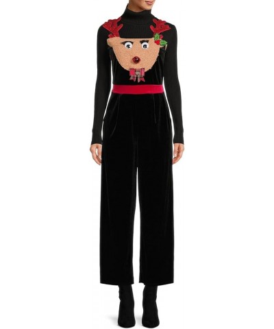 Women Christmas Fluffy Overalls Sleeveless Straight Wide Leg Pant Jumpsuit Xmas Velvet One Piece Holiday Romper Black $16.62 ...