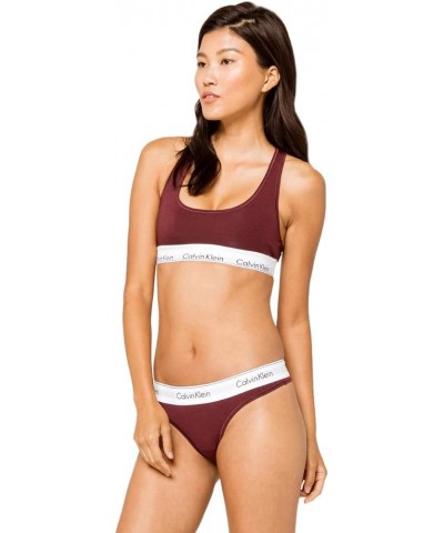 Women’s Modern Cotton Stretch Thong Panties Maroon $11.37 Lingerie