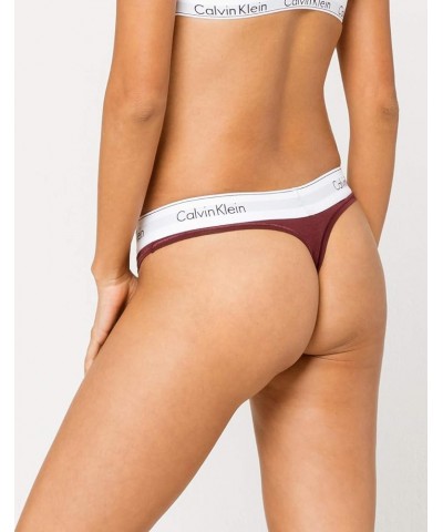 Women’s Modern Cotton Stretch Thong Panties Maroon $11.37 Lingerie