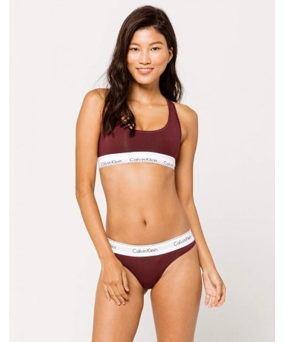 Women’s Modern Cotton Stretch Thong Panties Maroon $11.37 Lingerie