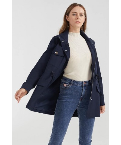 Women's Short Windproof Trench Coat Outdoor Lightweight Hooded Coat Navy $31.17 Jackets