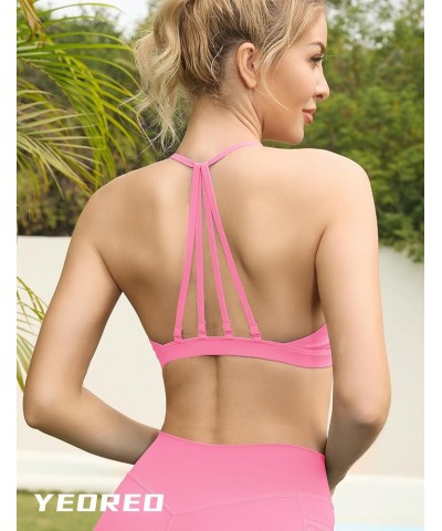 Workout Sports Bras for Women Padded Strappy Open Back Gym Bra Lorelie Light Impact Criss Cross Yoga Crop Top 0 Light Pink $1...