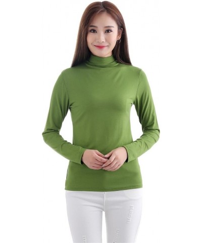 Women's Muslim Modal T Shirt with Long Sleeve High Collar Armygreen $9.51 Tops