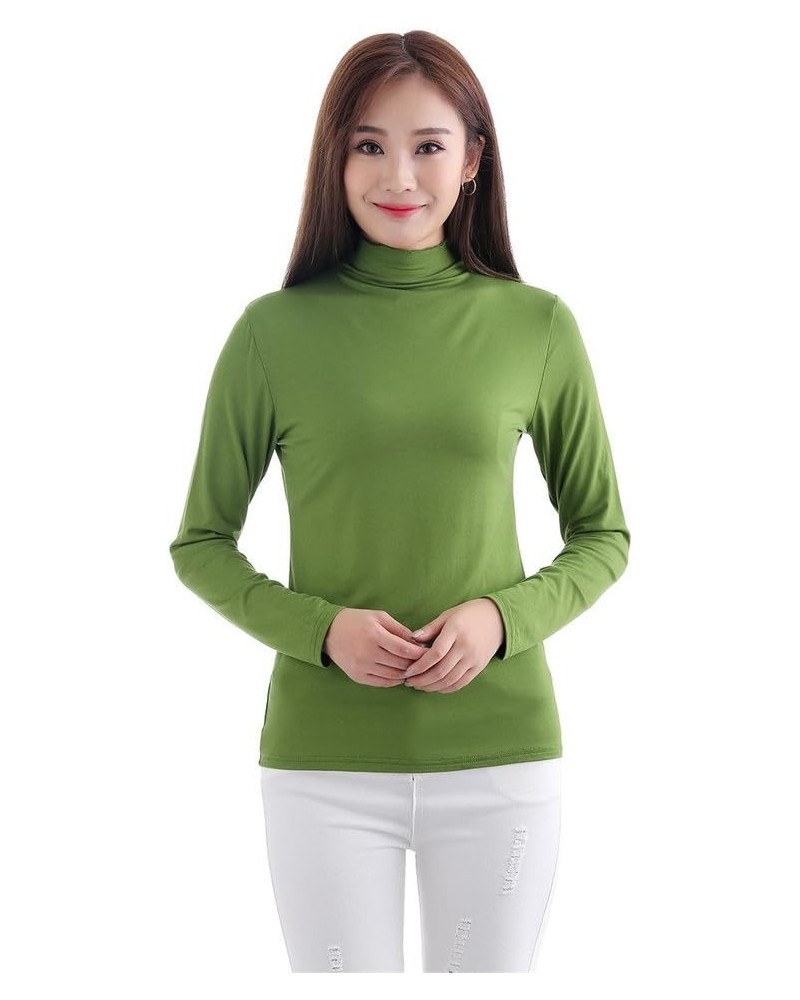 Women's Muslim Modal T Shirt with Long Sleeve High Collar Armygreen $9.51 Tops