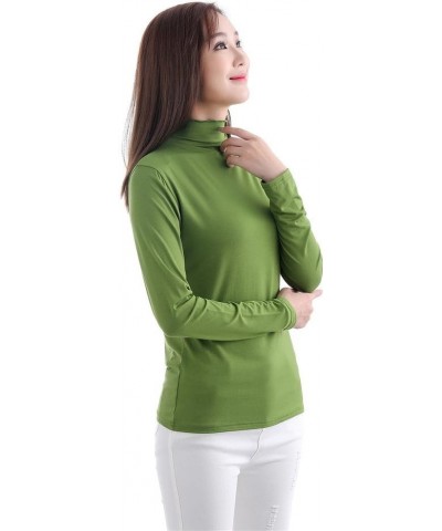 Women's Muslim Modal T Shirt with Long Sleeve High Collar Armygreen $9.51 Tops