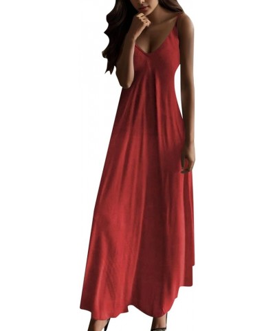 Long Beach Dresses for Women 2024 Vacation Summer Casual V Neck Sleeveless Bohemian Gradient Flowy Maxi Dress Red $8.84 Activ...