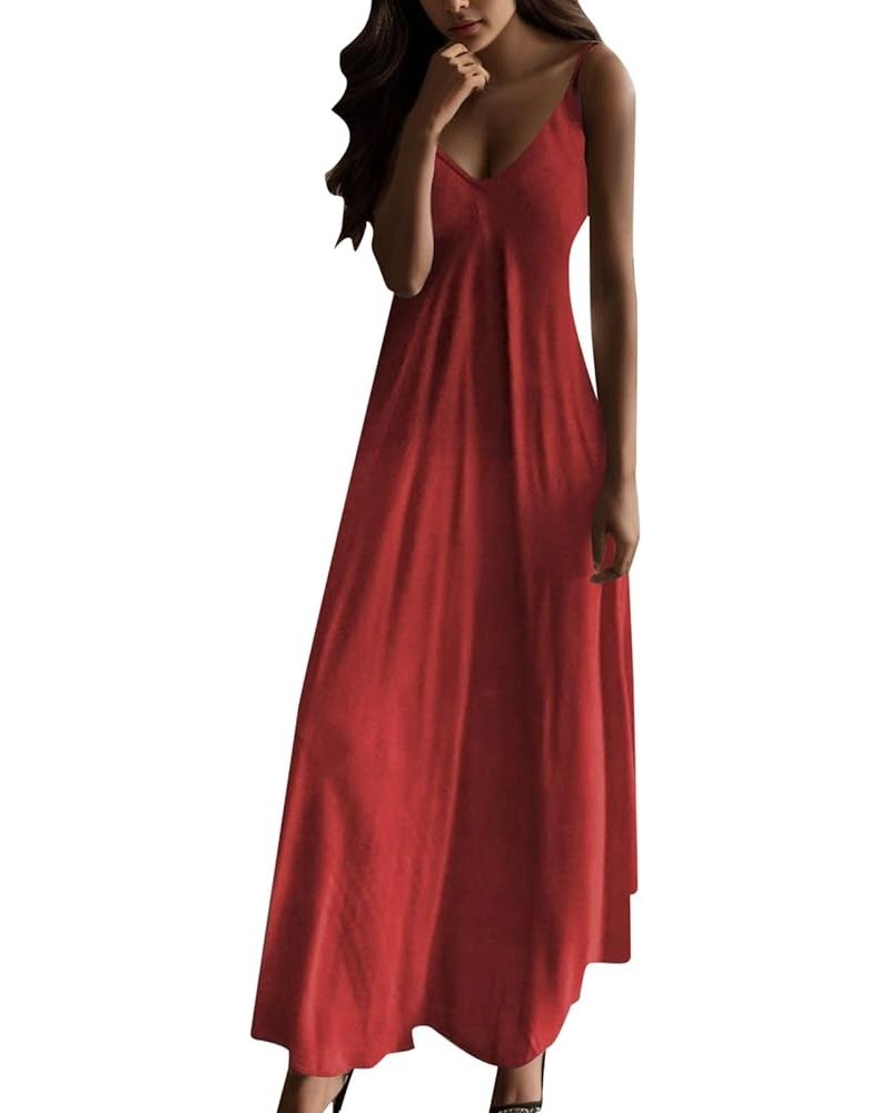 Long Beach Dresses for Women 2024 Vacation Summer Casual V Neck Sleeveless Bohemian Gradient Flowy Maxi Dress Red $8.84 Activ...