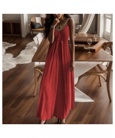 Long Beach Dresses for Women 2024 Vacation Summer Casual V Neck Sleeveless Bohemian Gradient Flowy Maxi Dress Red $8.84 Activ...