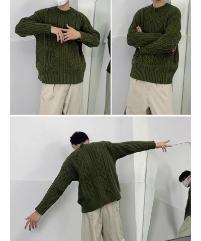 Cable Knit Sweater Women Oversized Knitted Fall Long Sleeve Knit Beige Pullover Chunky Sweaters for Men 29-army Green 3 $30.0...