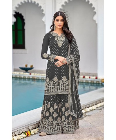 Ready to Wear Indian/Pakistani Style Ethnic Wear Party Wear Plazzo Salwar Suit for Women's Grey $41.50 Suits