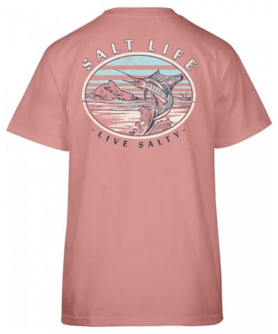 Women's Sea Escape Badge Long Sleeve Tee Pink Clay Small $10.81 T-Shirts