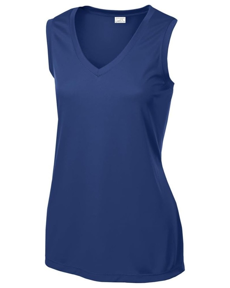 Ladies Sleeveless Athletic Tee Shirt. Sizes XS-4XL True Royal $14.75 Activewear