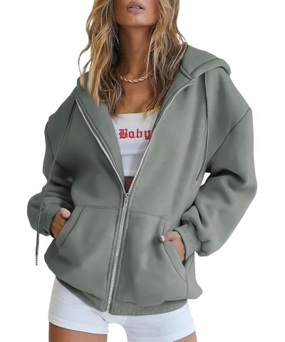 Women's Cute Hoodies Teen Girl Fall Jacket Oversized Sweatshirts Casual Drawstring Zip Up Y2K Hoodie with Pocket Lightgreen $...