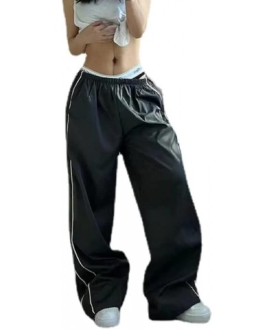 Women Baggy Cargo Pants Y2K High Waisted Wide Leg Loose Casual Pants Trousers Streetwear Ga-black $14.57 Pants