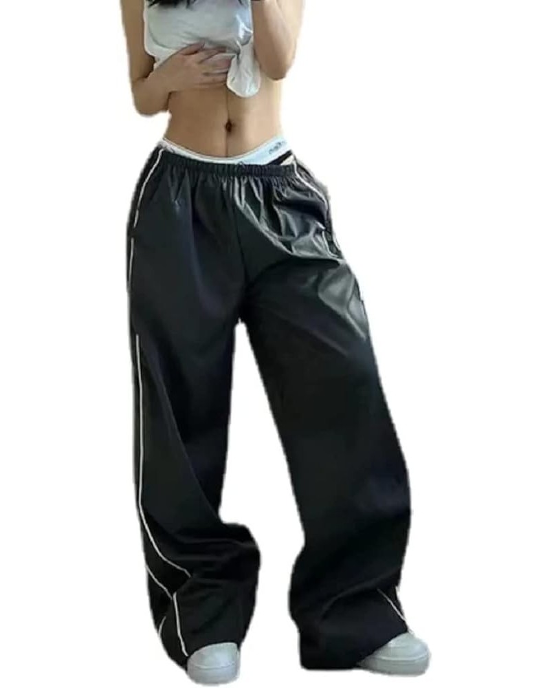 Women Baggy Cargo Pants Y2K High Waisted Wide Leg Loose Casual Pants Trousers Streetwear Ga-black $14.57 Pants