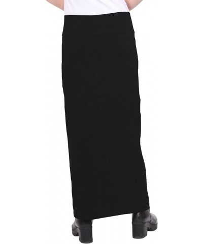 Women's Modest Cotton Stretch Long Maxi Pencil Skirt Dark Charcoal Grey $27.67 Skirts