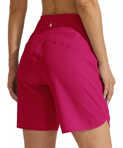 Women's 7" Athletic Running Shorts Long Workout Hiking Shorts Quick Dry High Waisted Active Shorts Zipper Pocket Rose $17.84 ...