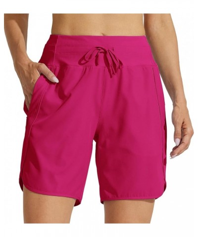 Women's 7" Athletic Running Shorts Long Workout Hiking Shorts Quick Dry High Waisted Active Shorts Zipper Pocket Rose $17.84 ...