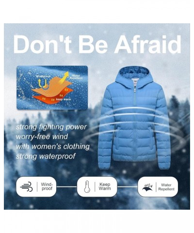 Women's Hooded Packable Full-Zip Short Jacket Quilted Warm Lightweight Winter Coat Acid Blue $27.53 Jackets