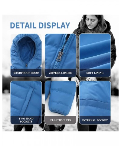 Women's Hooded Packable Full-Zip Short Jacket Quilted Warm Lightweight Winter Coat Acid Blue $27.53 Jackets