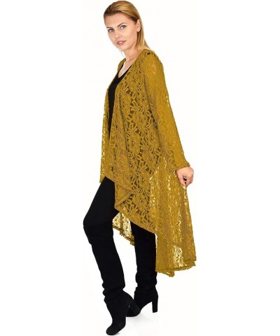 Women Plus Size High Low Open Front Duster Cardigan Jacket Mustard $23.39 Sweaters